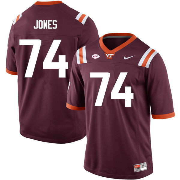 Men #74 William Jones Virginia Tech Hokies College Football Jerseys Sale-Maroon - Click Image to Close